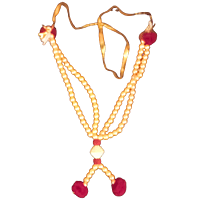 Gold Colour 2 lines special decorative garland with maroon thread balls