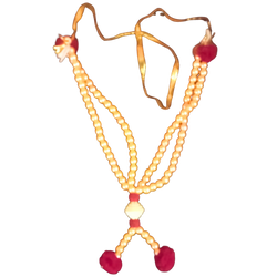 Gold Colour 2 lines special decorative garland with maroon thread balls