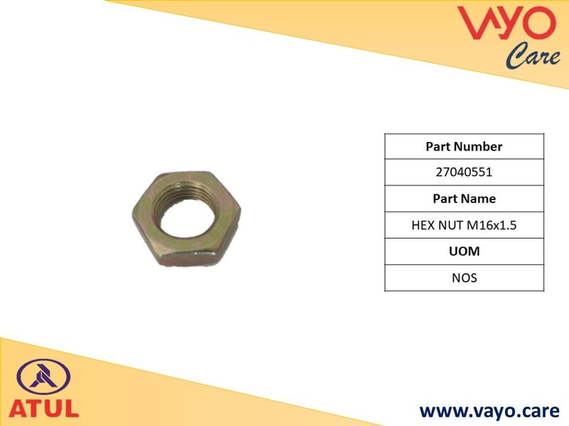 HEX NUT M16X1.5 - 27040551 - GEM CARGO