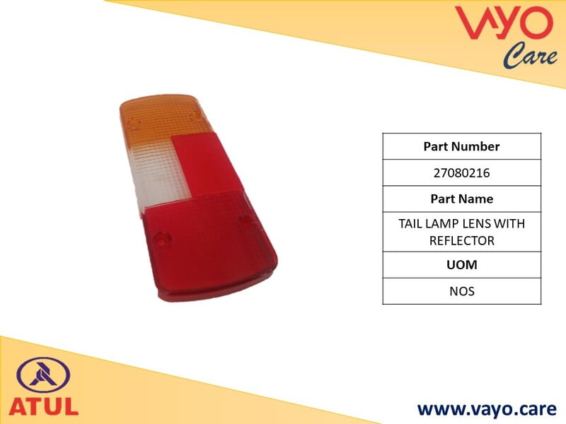 TAIL LAMP LENS WITH REFLECTOR - 27080216 - GEM CARGO