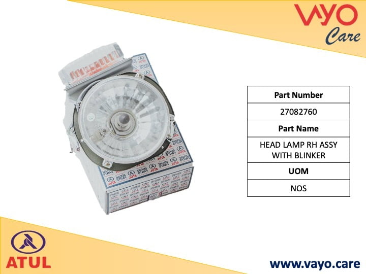 HEAD LAMP RH ASSY WITH BLINKER - 27082760 - GEM CARGO