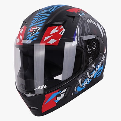 STEELBIRD SBA-21 RAPTOR PANTHA GLOSSY BLACK/RED BLUE C/V 580 MM (M)
