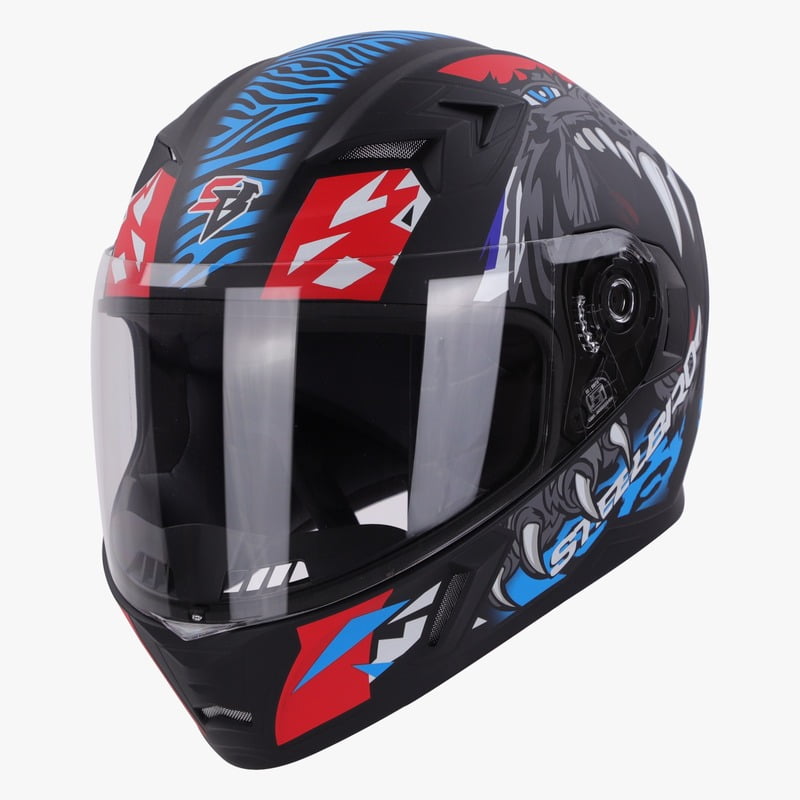 STEELBIRD SBA-21 RAPTOR PANTHA GLOSSY BLACK/RED BLUE C/V 580 MM (M)