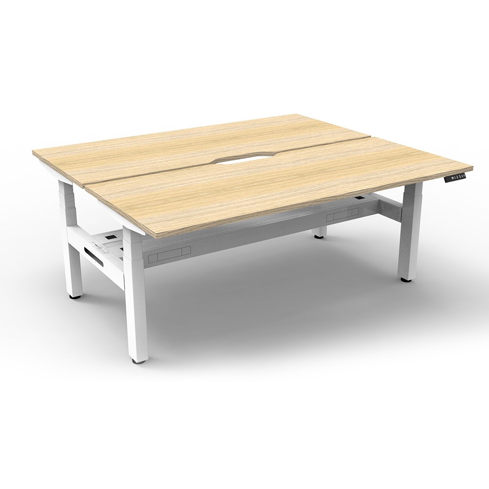 Rapidline BOOST+ Back To Back Workstation + Cable Tray 2 Person 1200mmW Oak/White