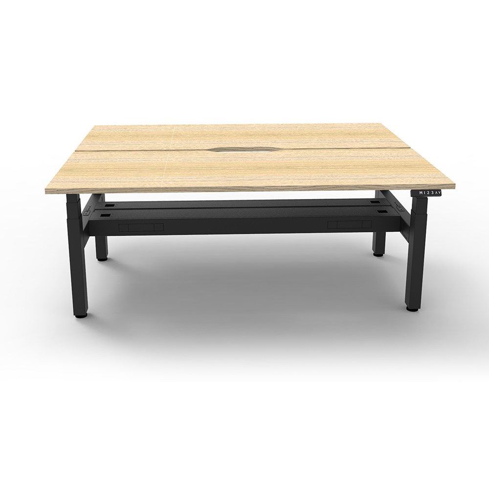 Rapidline BOOST+ Back To Back Workstation + Cable Tray 2 Person 1500mmW Oak/Black