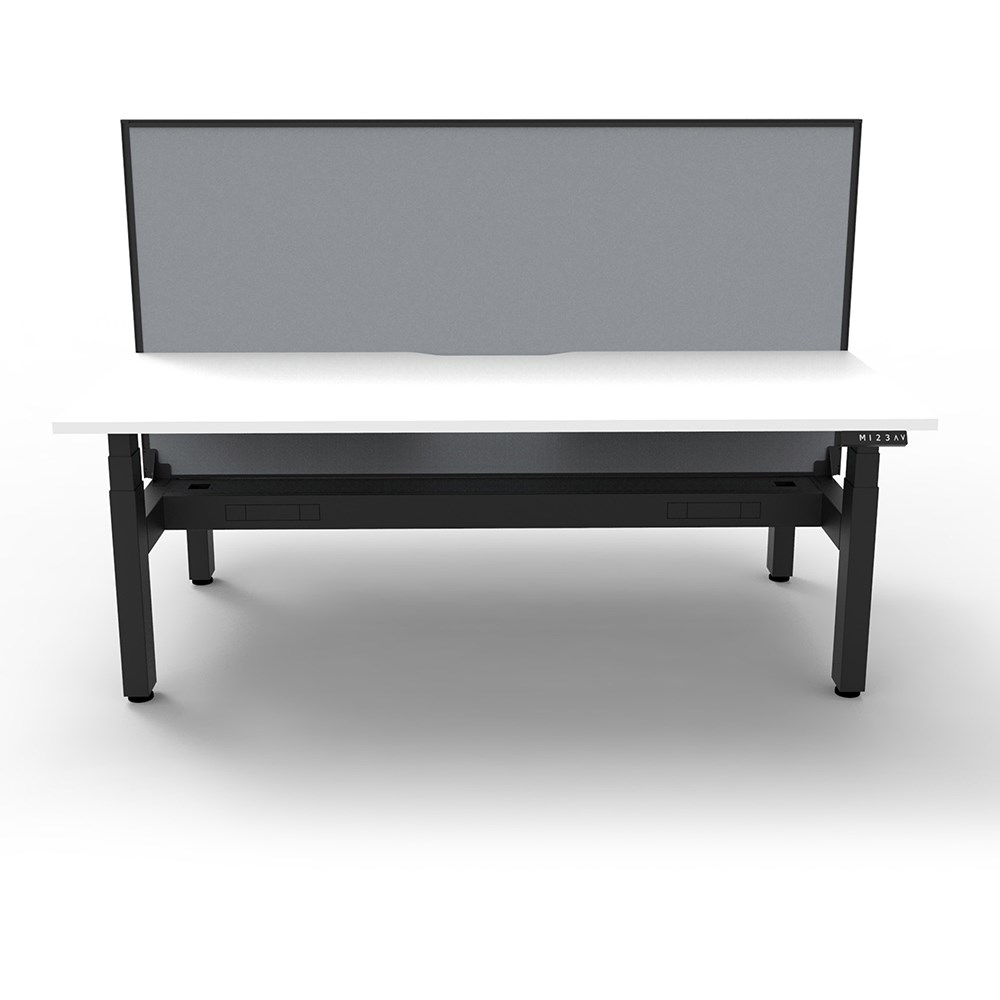 Rapidline BOOST+ Back To Back Workstation+Screen+Cable Tray 2 Person 1200mmW White/Black