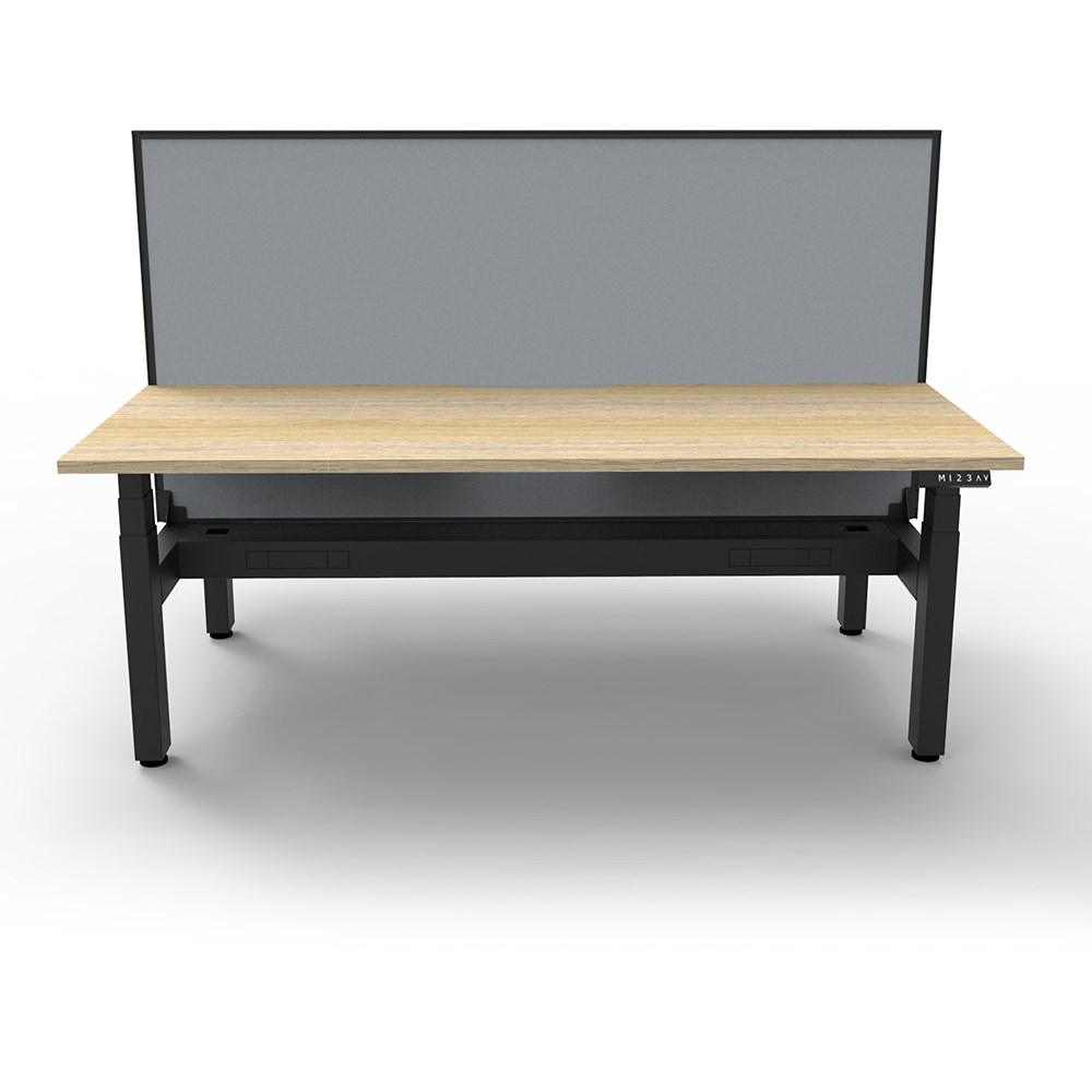 Rapidline BOOST+ Back To Back Workstation+Screen+Cable Tray 2 Person 1500mmW Oak/Black