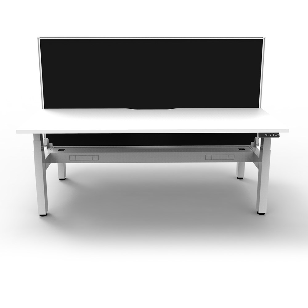 Rapidline BOOST+ Back To Back Workstation+Screen+Cable Tray 2 Person 1500mmW White/White