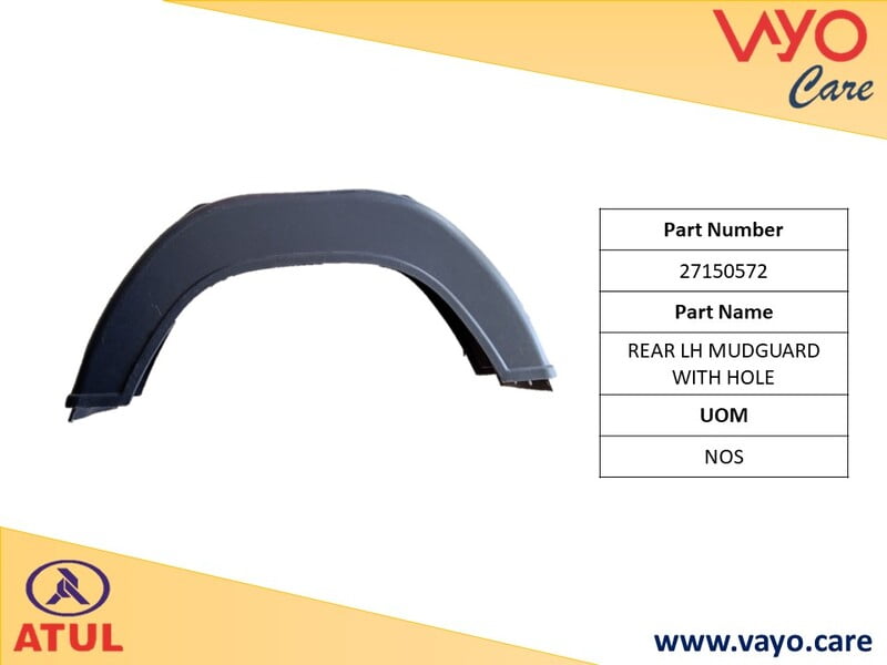 REAR LH MUDGUARD WITH HOLE - 27150572 - GEM CARGO