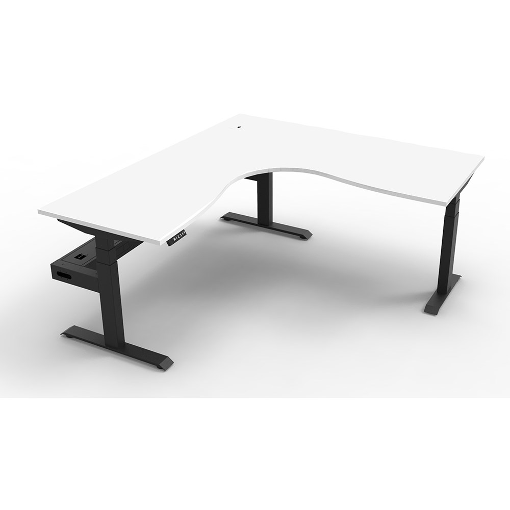 Rapidline Boost+ Corner Workstation + Tray 1500/1500W x 750D x 1270mmH White / Black