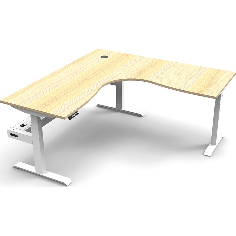 Rapidline Boost+ Corner Workstation + Tray 1800/1800W x 750D x 1270mmH Oak / White