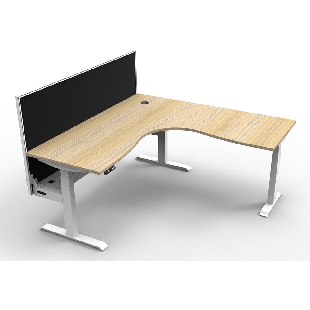 Rapidline BOOST+ Corner Workstation + Screen + Cable Tray 1500/1500mmW Oak/White