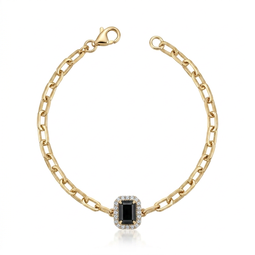 14K YG 1.42TW DI 0.12CT SP 1.30CT (EN MEDIO SAP REC CN DI ALREDEDOR Y PAPERCLIP)
