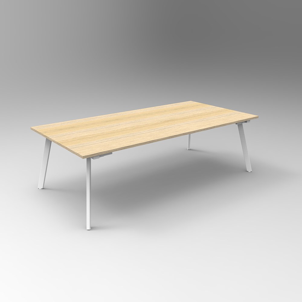 Rapidline Eternity Meeting And Boardroom Table 2400W x 1200D x 730mmH Oak Top White Base