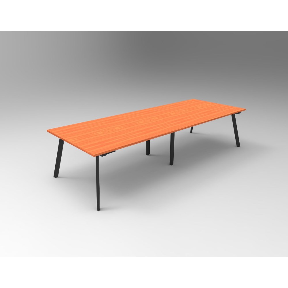 Rapidline Eternity Meeting And Boardroom Table 3200W x 1200D x 730mmH Cherry Top Black Base