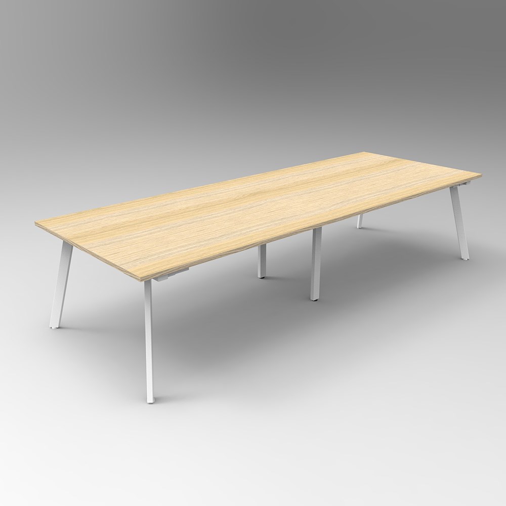 Rapidline Eternity Meeting And Boardroom Table 3200W x 1200D x 730mmH Oak Top White Base