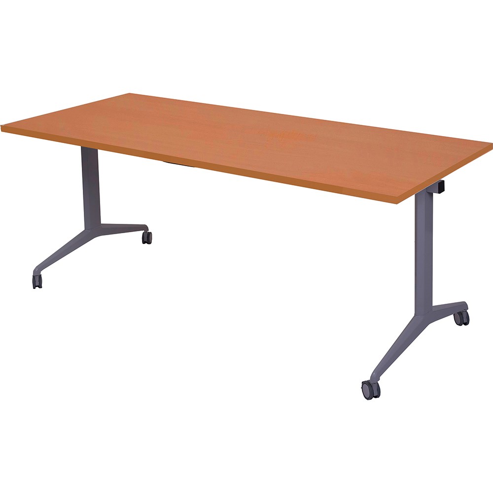 Rapidline Flip Top Table 1800W x 750D x 730mmH Cherry Top Silver Frame