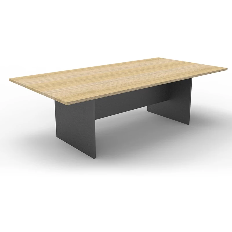 Rapidline Rectangle Boardroom Table 2400W x 1200D x 730mmH Oak Top Ironstone Base