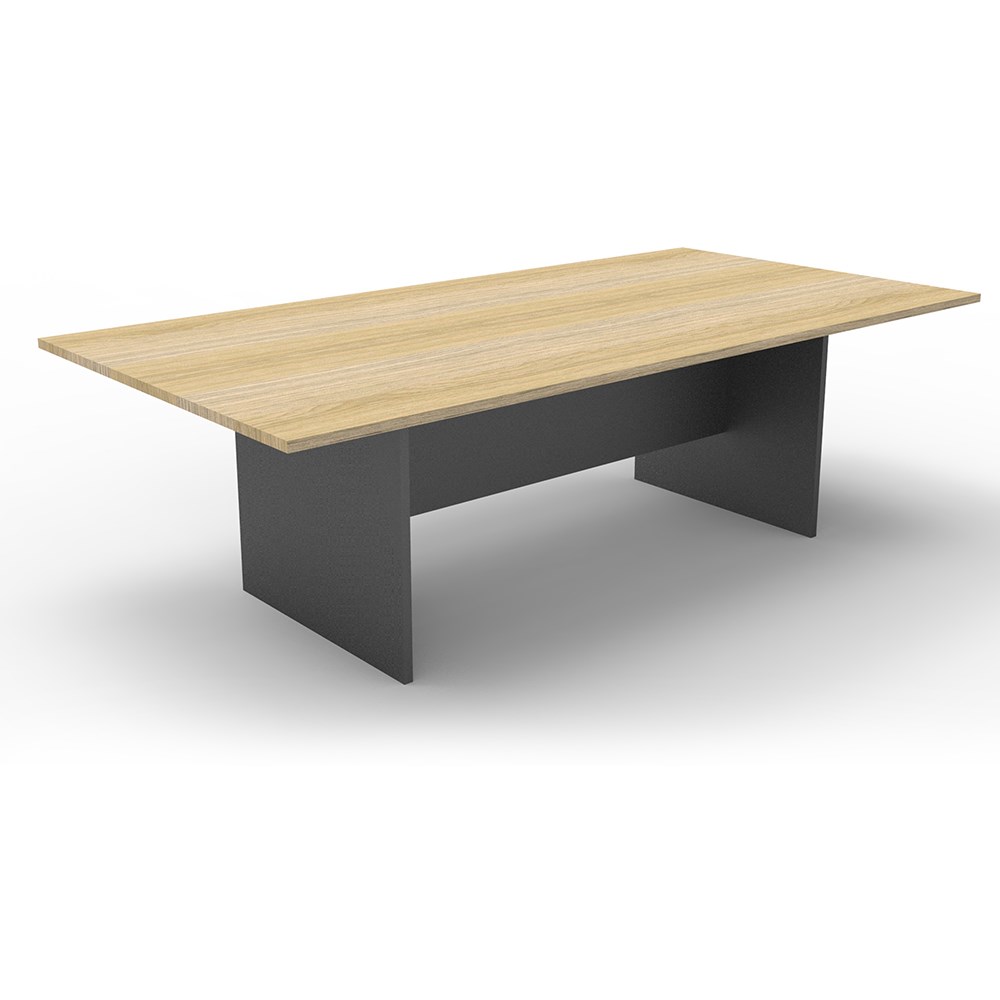 Rapidline Rectangle Boardroom Table 3200W x 1200D x 730mmH Oak Top Ironstone Base