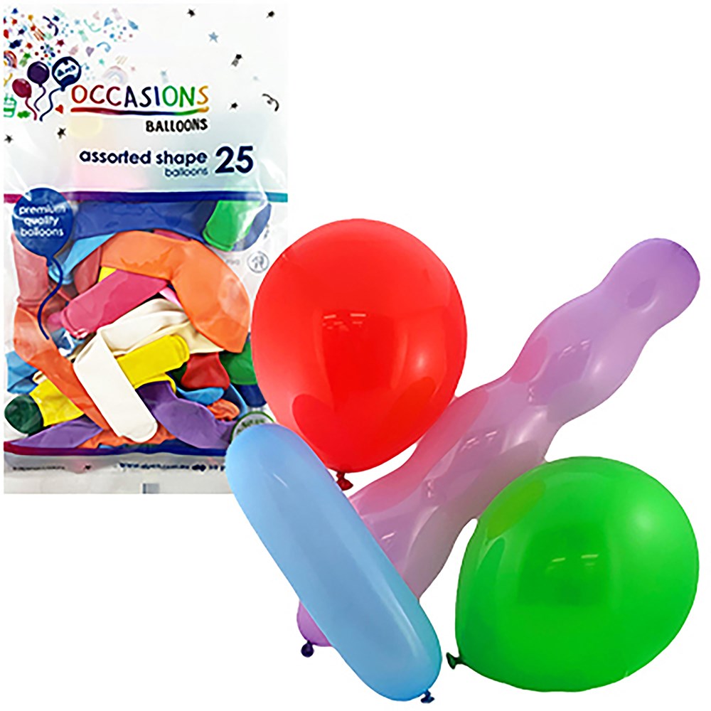 Alpen Occasions Balloons Assorted Shapes And Colours Pack  Of 25
