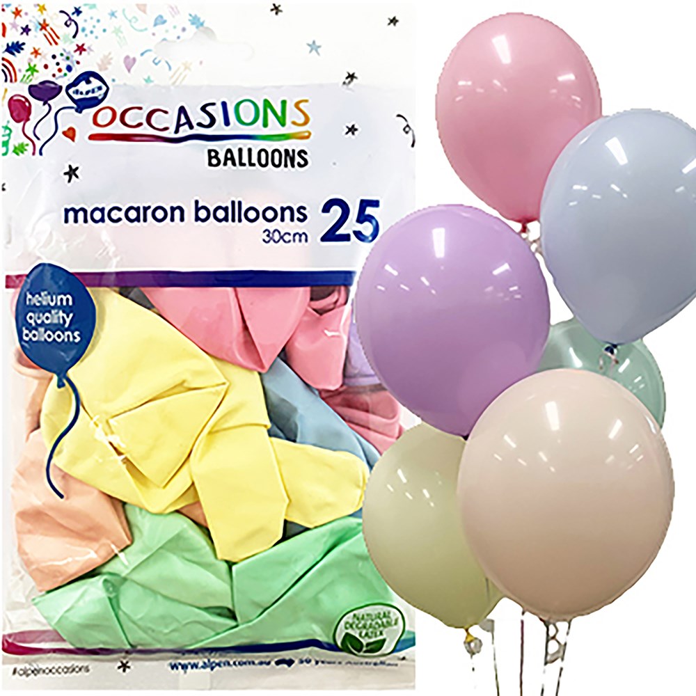 Alpen Occasions Balloons 30cm Macaron Pastel Assorted Colour Pack  Of 25
