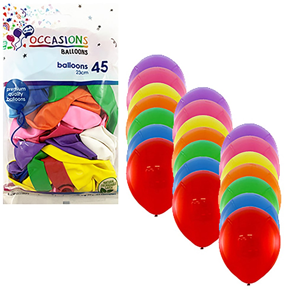 Alpen Occasions Balloons 23cm Assorted Colours Pack  Of 45