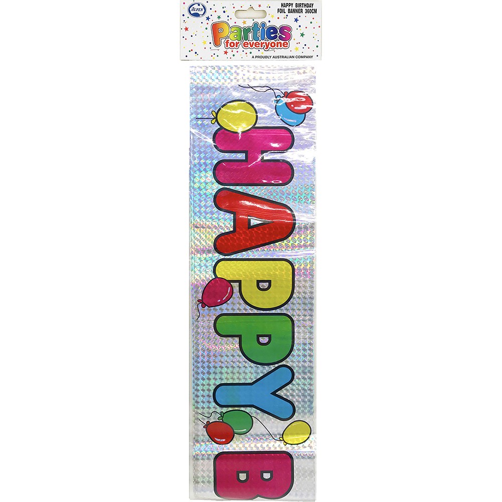 Alpen Parties For Everyone Foil Banner Happy Birthday 3.6m