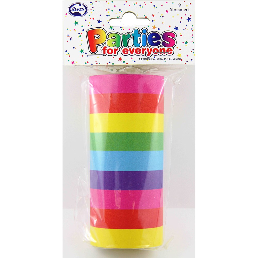 Alpen Occasions Boat Streamers 14m Rainbow Assorted Colours Pack  Of 9