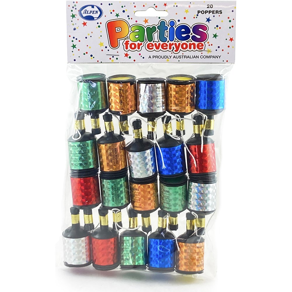 Alpen Parties For Everyone Party Poppers String Release Assorted Colours Pack  Of 20