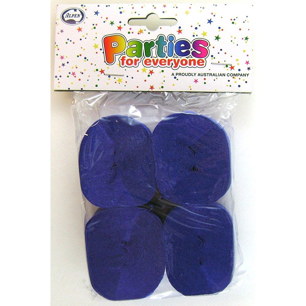 Alpen Parties For Everyone Crepe Streamers 35mm x 13m Blue Pack  Of 4