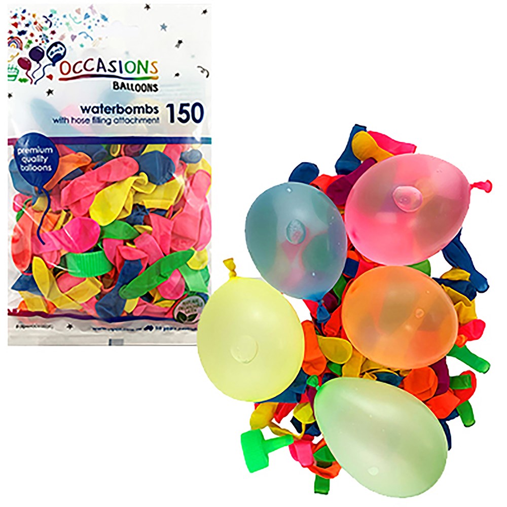 Alpen Occasions Waterbomb Balloons With Hose Attachment Assorted Pack  Of 150