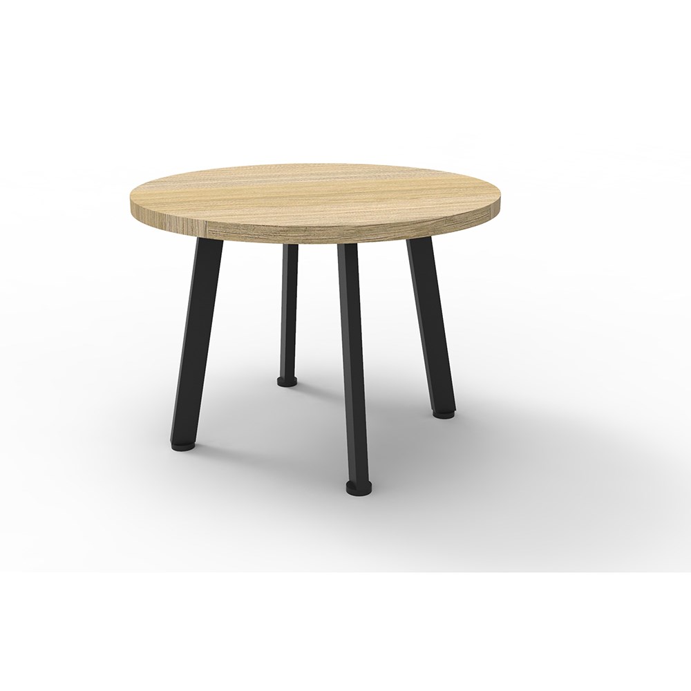 Rapidline Eternity Round Coffee Table 600D x 450mmH Oak Top Black Base