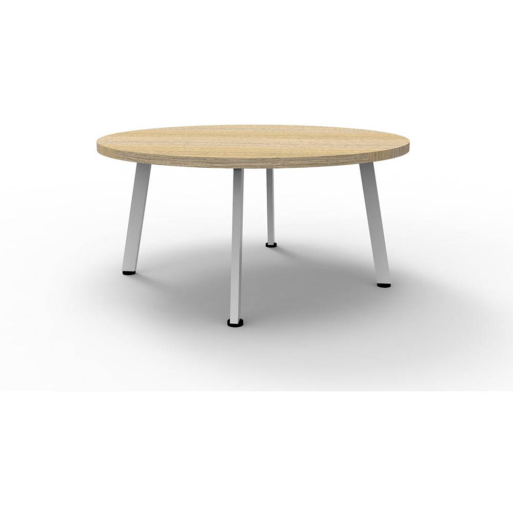 Rapidline Eternity Round Coffee Table 900D x 450mmH Oak Top White Base