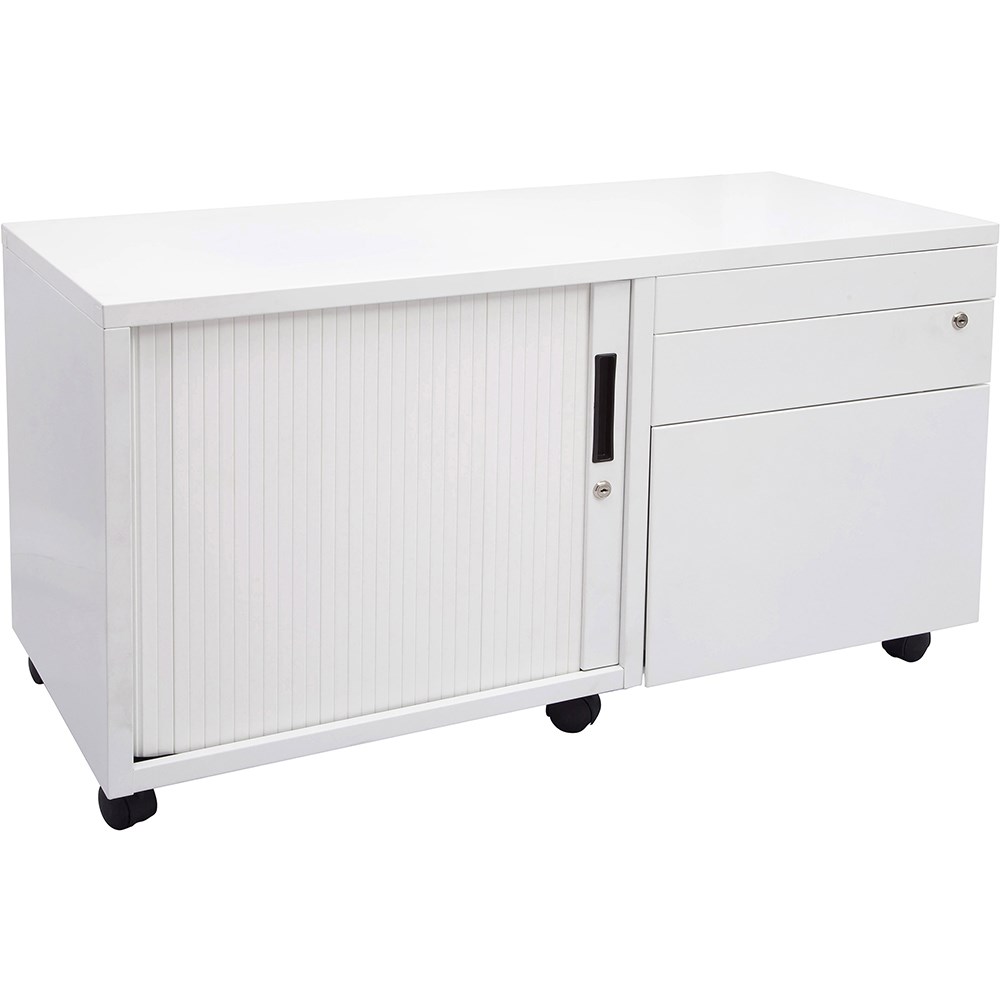 Rapidline Mobile Caddy Left Hand Tambour Door 1050W x 500D x 615mmH White
