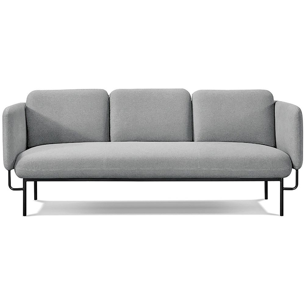 Rapidline Capri Lounge Chair 3 Seater Steel Black Base Light Grey Seat