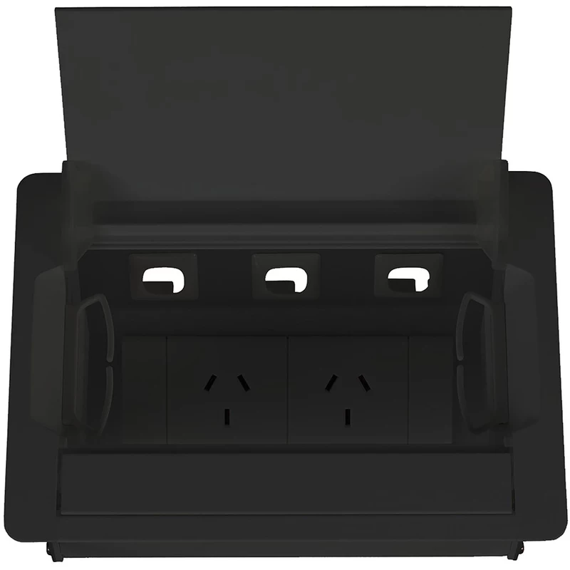 Rapidline Table Surface Mounted Service Box  2 GPO Black