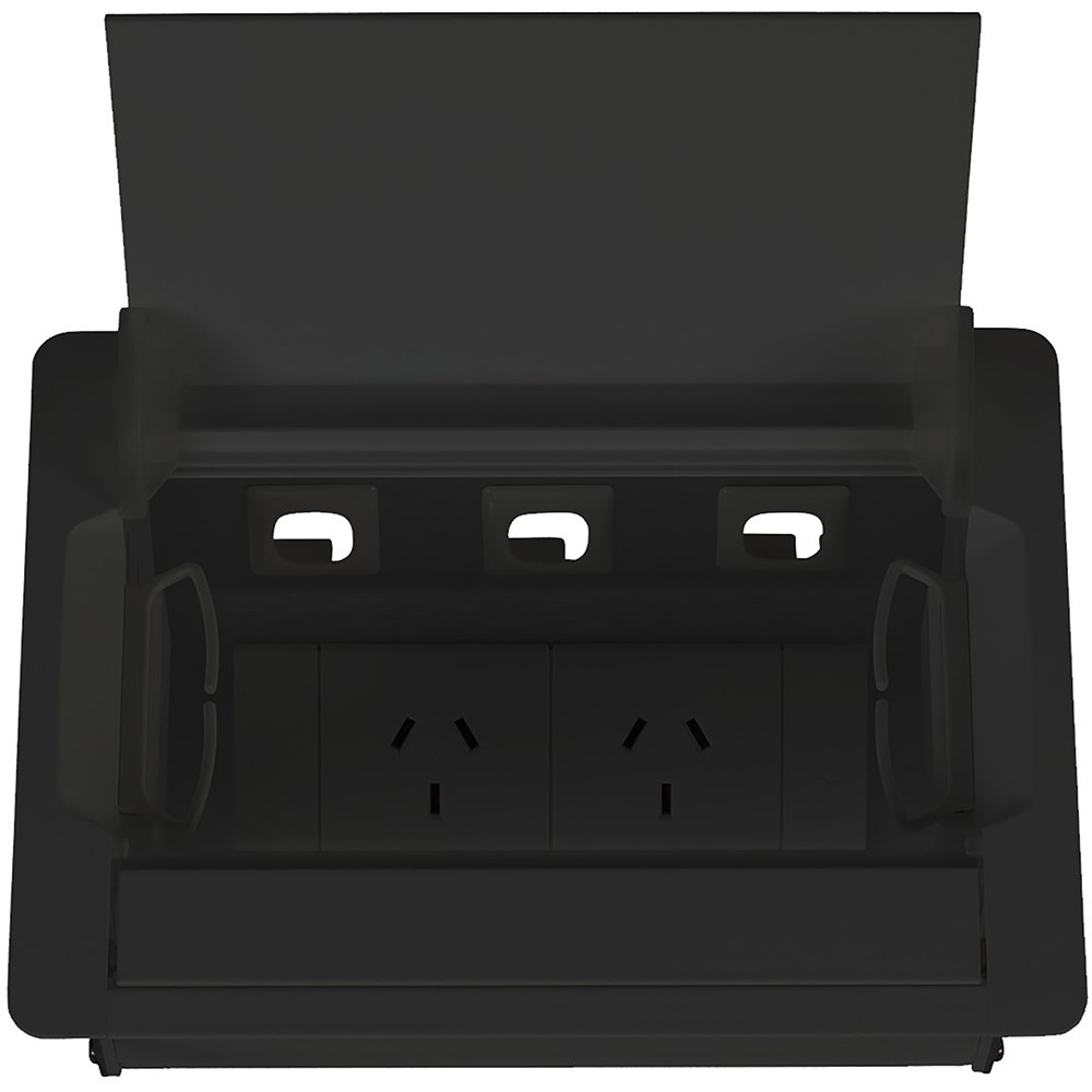 Rapidline Table Surface Mounted Service Box  2 GPO Black