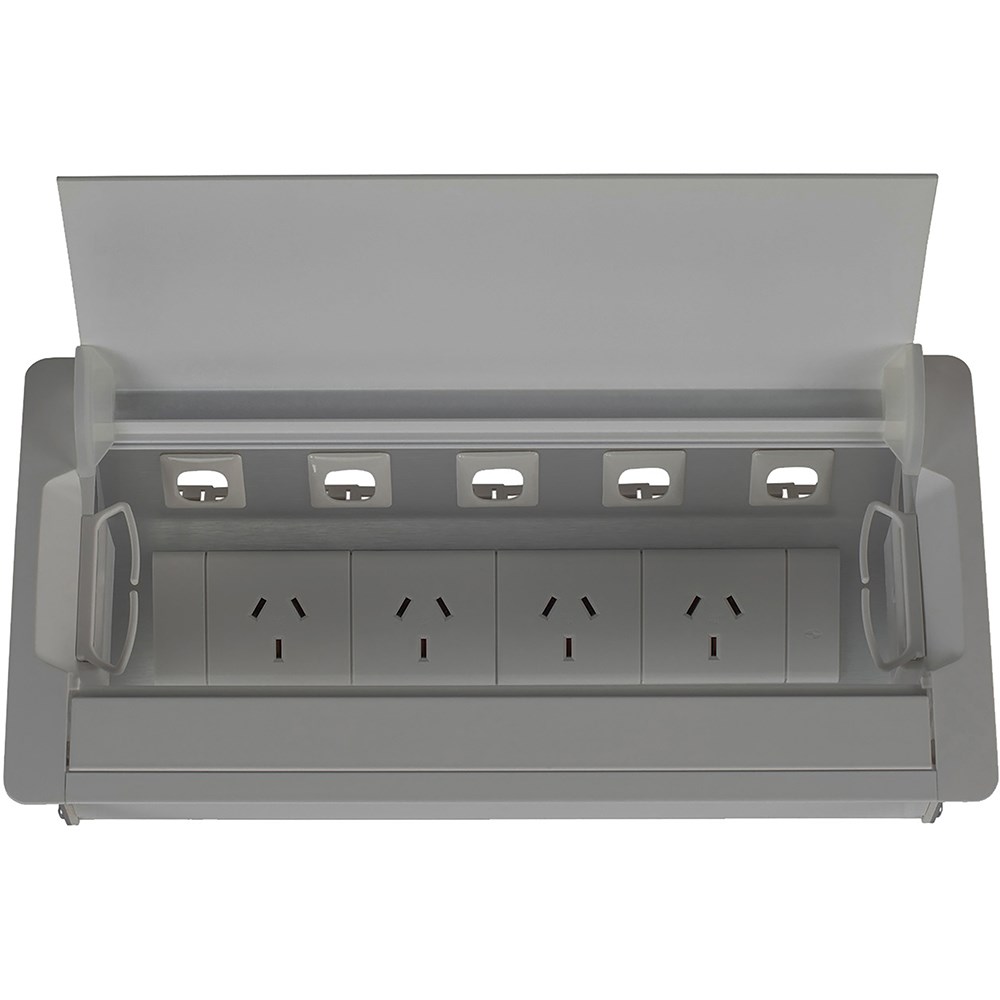 Rapidline Table Surface Mounted Service Box  4 GPO Silver