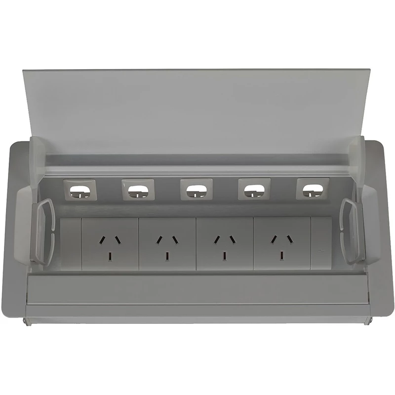 Rapidline Table Surface Mounted Service Box 4 GPO Silver