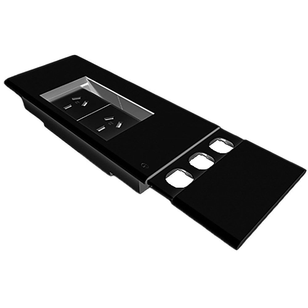 Rapidline Table Surface  Mounted Flip Box  2 GPO + 3 Data Provisions Black