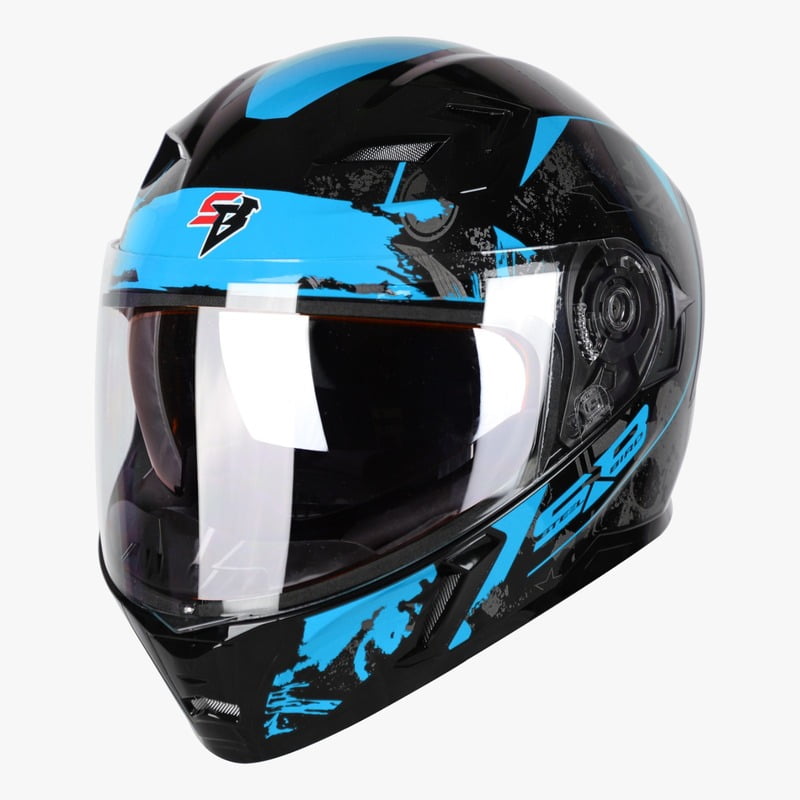 STEELBIRD SBA-21 COMBAT GLOSSY BLACK/BLUE C/V (M)