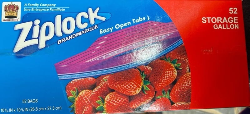 ZIPLOCK TRANSPARENT POUCH ZIPLOCK GALLON SIZE  26.8 BY 27.3CM - 52 PIECES