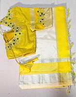 E14:Ready To Ship Beautiful Mangalagiri Saree With Stitched Emboridery Work Blouse