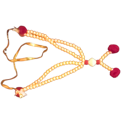 Gold Colour 2 lines special decorative garland with maroon thread balls