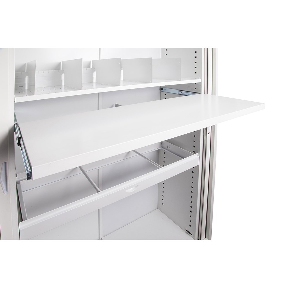 Rapidline Go Steel Tambour  Accessory Pull Out File Shelf 1030W x 390D x 35mmH White