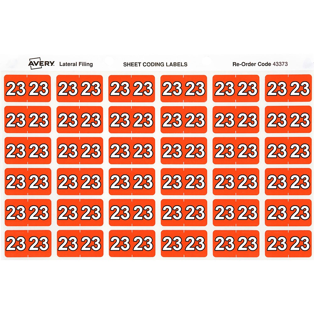 Avery Side Tab 23 Year Code Label 25x38mm Dark Orange Pack  Of 180