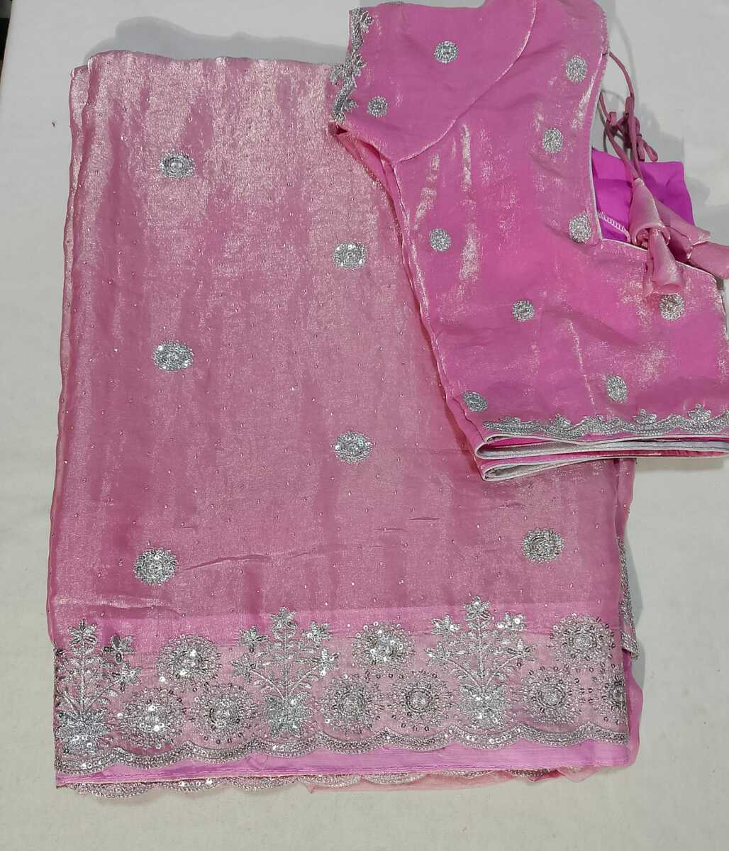 J355: Ready To Ship Beautiful Organza Saree With Stitched Blouse