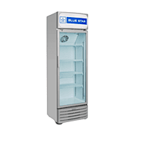 Glass door beverage refrigerator by Blue Star, model VC400A.