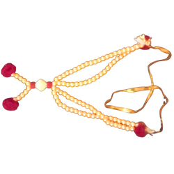 Gold Colour 2 lines special decorative garland with maroon thread balls