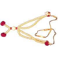 Gold Colour 2 lines special decorative garland with maroon thread balls